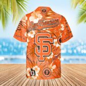 San Francisco Giants Bold Logo Hibiscus Hawaiian Shirt Back - TeeAloha