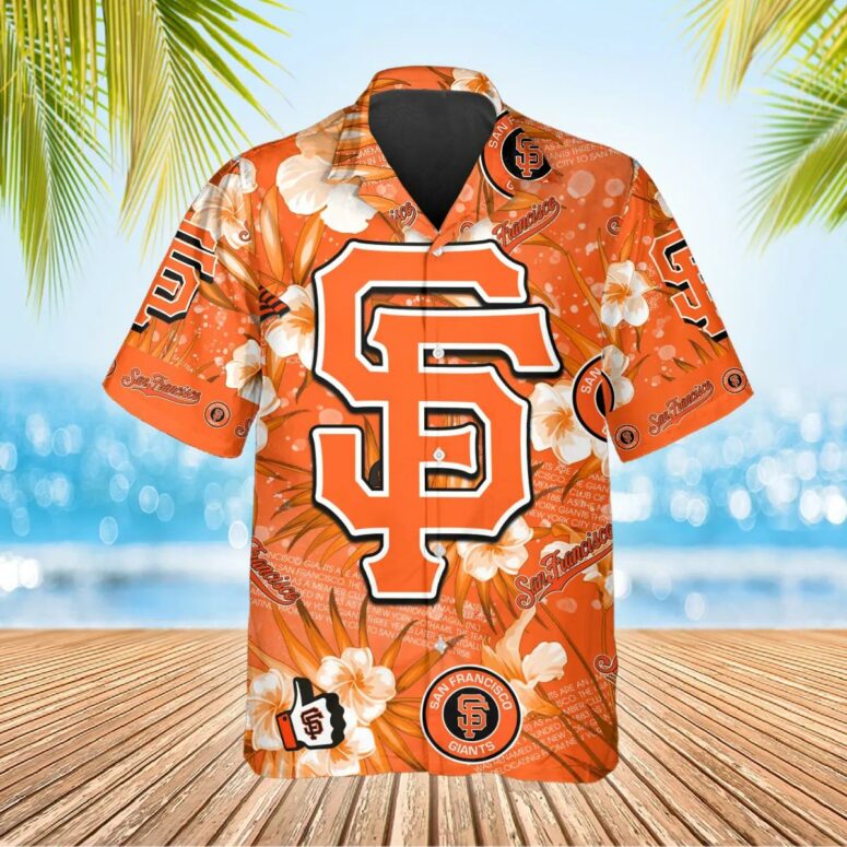 San Francisco Giants Bold Logo Hibiscus Hawaiian Shirt