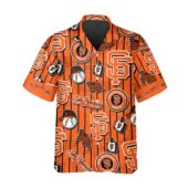 San Francisco Giants Bold Stripe Collage Hawaiian Shirt Front - TeeAloha