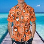 San Francisco Giants Bold Stripe Collage Hawaiian Shirt Mockup Front Man - TeeAloha