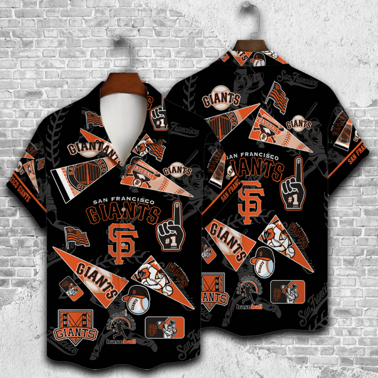 San Francisco Giants Fan Patch Collage Hawaiian Shirt