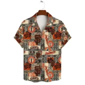 San Francisco Giants Heritage Patchwork Hawaiian Shirt Front - TeeAloha