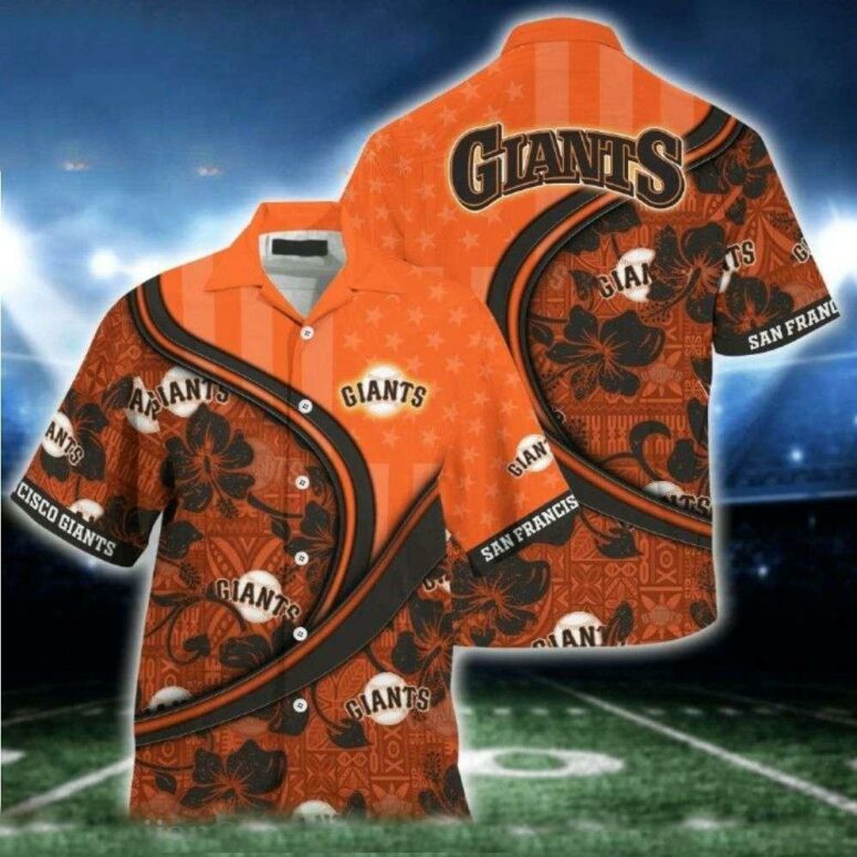 San Francisco Giants Hibiscus Swirl Hawaiian Shirt