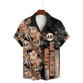 San Francisco Giants Patriot Floral Hawaiian Shirt Front - TeeAloha