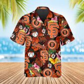 San Francisco Giants Tropical Logo Collage Hawaiian Shirt Front - TeeAloha