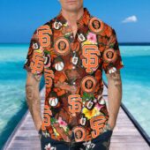 San Francisco Giants Tropical Logo Collage Hawaiian Shirt Mockup Front Man - TeeAloha