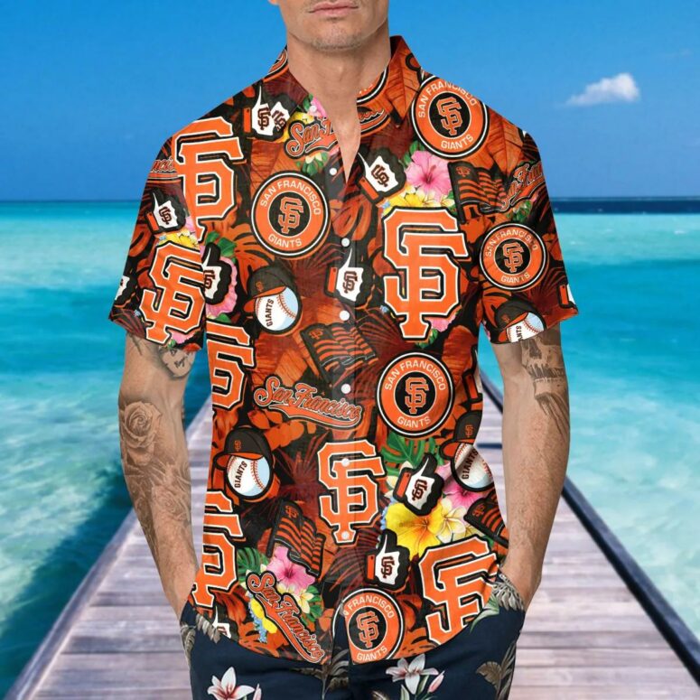 San Francisco Giants Tropical Logo Collage Hawaiian Shirt