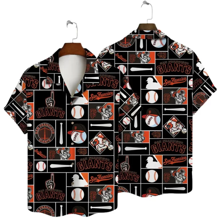 San Francisco Giants Vintage Baseball Patch Hawaiian Shirt