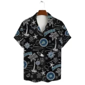 Seattle Mariners Ocean Palms Hawaiian Shirt Front - TeeAloha