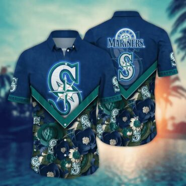 Seattle Mariners Sunset Palms Hawaiian Shirt