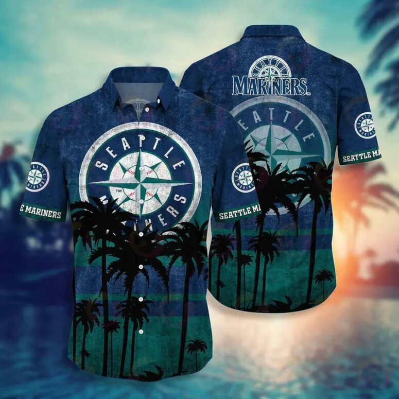 Seattle Mariners Sunset Shore Hawaiian Shirt