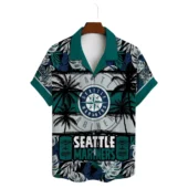 Seattle Mariners Sunset Shores Hawaiian Shirt Front - TeeAloha