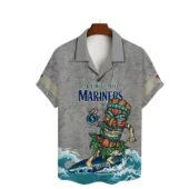 Seattle Mariners Wave Crest Hawaiian Shirt Front - TeeAloha