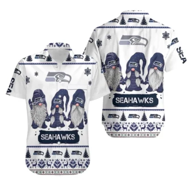 Seattle Seahawks Festive Gnome Hawaiian Shirt