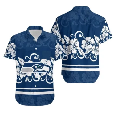 Seattle Seahawks Hibiscus Wave Hawaiian Shirt