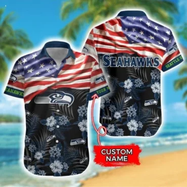 Seattle Seahawks Patriotic Bloom Hawaiian Shirt