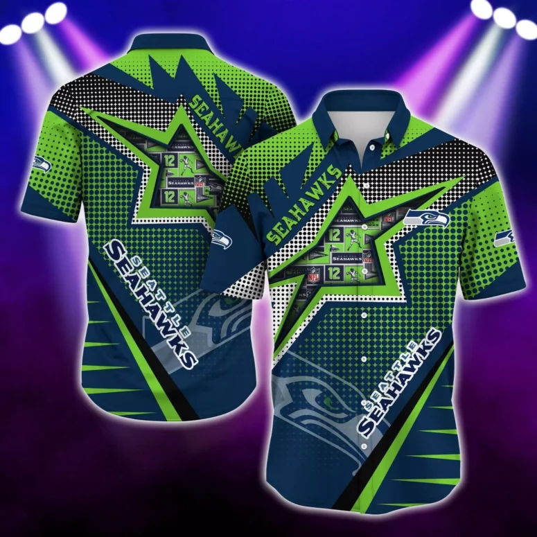 Seattle Seahawks Starburst Game Day Hawaiian Shirt