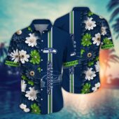 Seattle Seahawks Striped Floral Hawaiian Shirt - TeeAloha