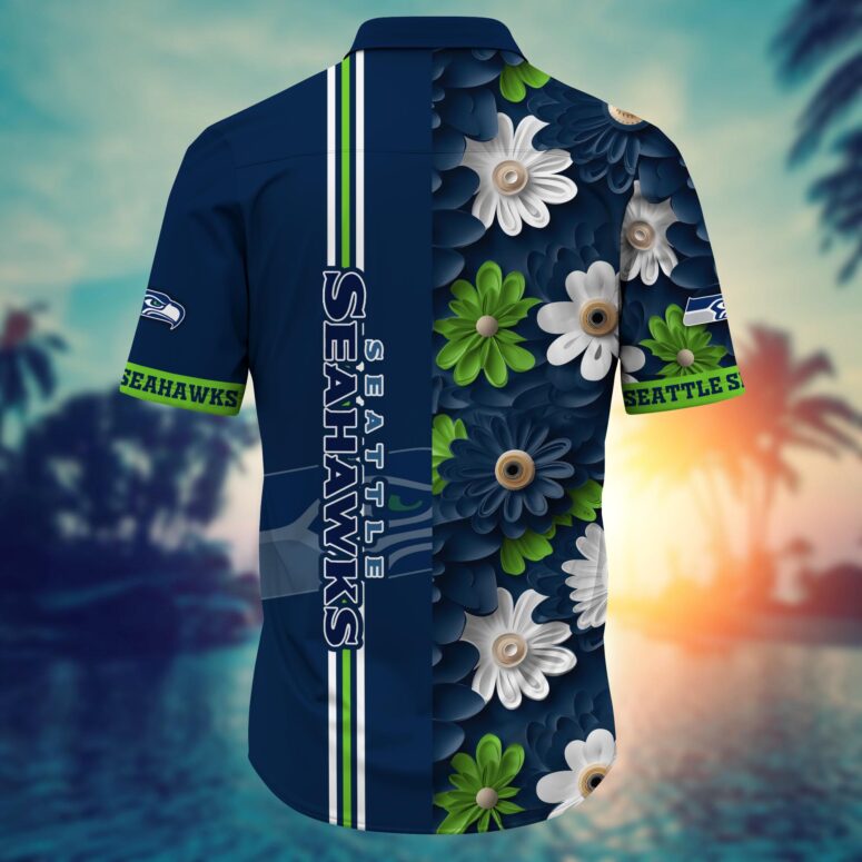 Seattle Seahawks Striped Floral Hawaiian Shirt