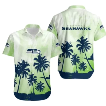 Seattle Seahawks Sunset Palms Hawaiian Shirt