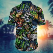 Seattle Seahawks Tiki Tropics Hawaiian Shirt Back - TeeAloha