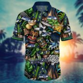 Seattle Seahawks Tiki Tropics Hawaiian Shirt Front - TeeAloha