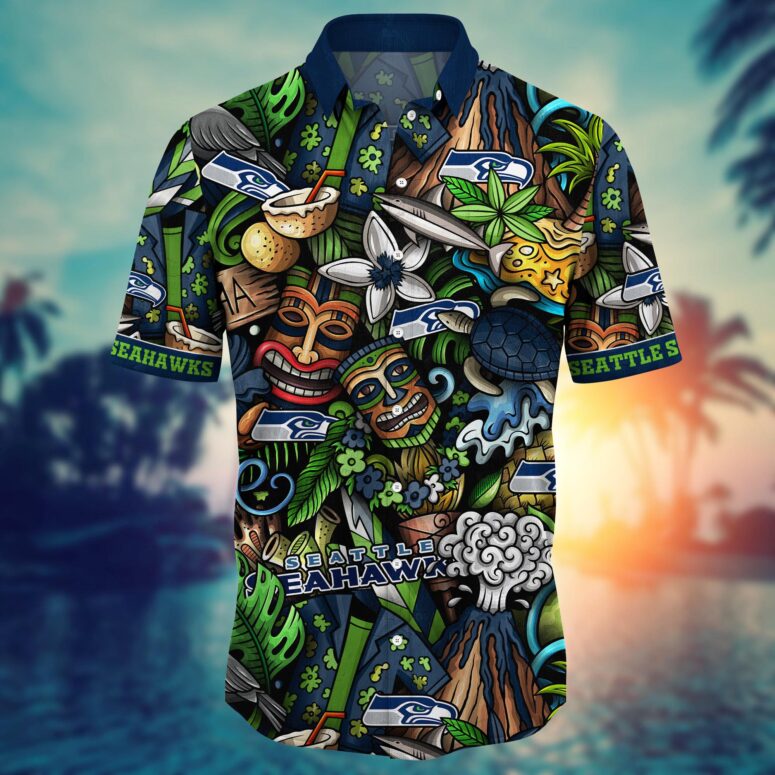 Seattle Seahawks Tiki Tropics Hawaiian Shirt