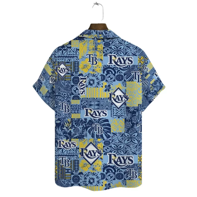 Tampa Bay Rays Blue Patchwork Hawaiian Shirt