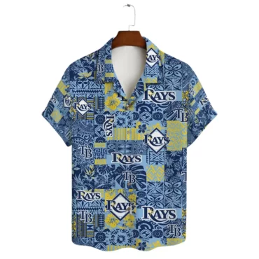 Tampa Bay Rays Blue Patchwork Hawaiian Shirt