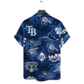 Tampa Bay Rays Blue Tropical Hawaiian Shirt Back - TeeAloha