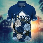 Tampa Bay Rays Floral Oasis Hawaiian Shirt Front - TeeAloha