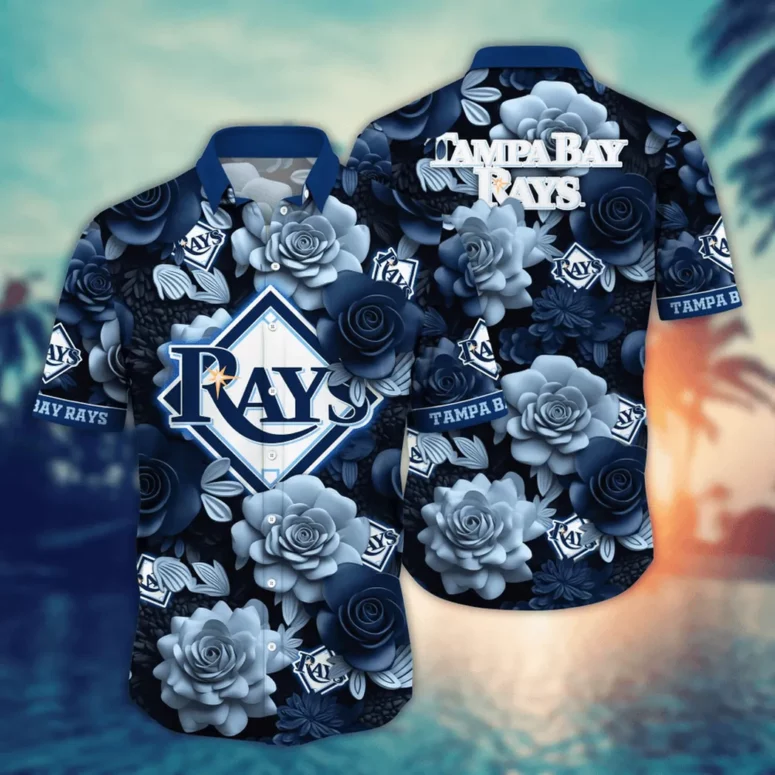 Tampa Bay Rays Midnight Roses Hawaiian Shirt