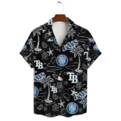 Tampa Bay Rays Midnight Tropics Hawaiian Shirt Front - TeeAloha