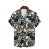 Tampa Bay Rays Patchwork Heritage Hawaiian Shirt Front - TeeAloha