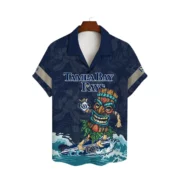 Tampa Bay Rays Surfer Tiki Hawaiian Shirt Front - TeeAloha