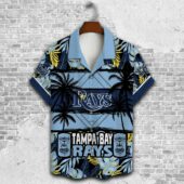 Tampa Bay Rays Tropical Palms Hawaiian Shirt Front - TeeAloha