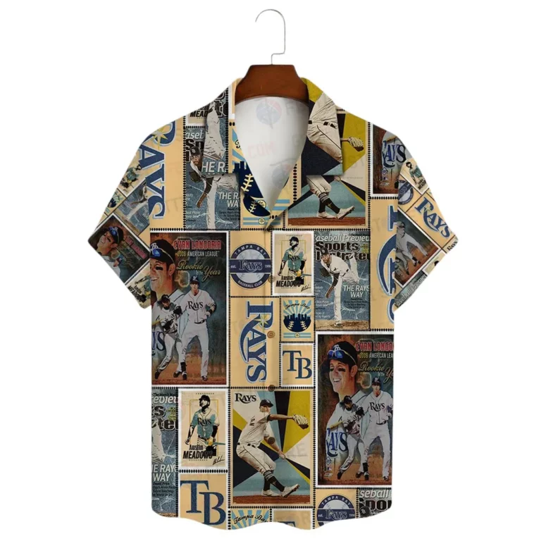 Tampa Bay Rays Vintage Baseball Collage Hawaiian Shirt