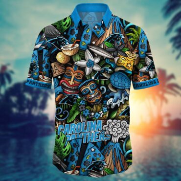 Carolina Panthers Coastal Gridiron Hawaiian Shirt