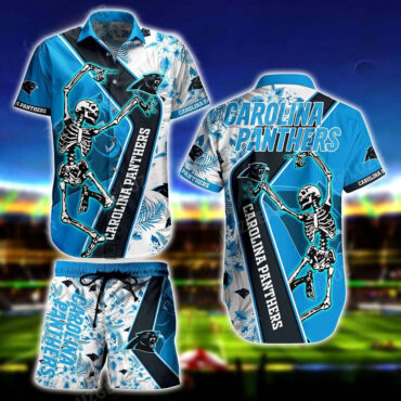 Carolina Panthers Sekeleton Design Hawaiian Shirt