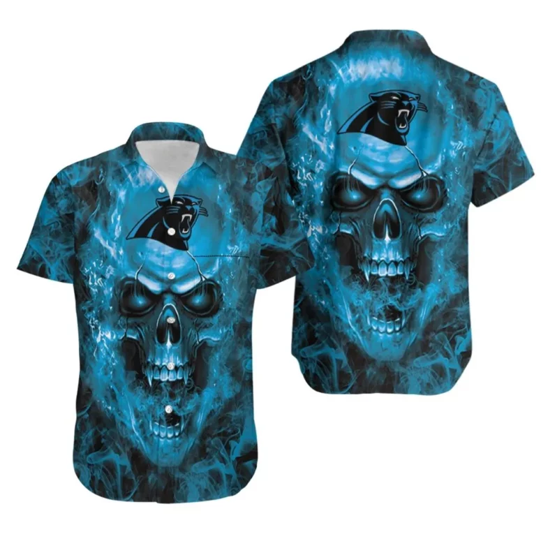 Carolina Panthers Skull Storm Hawaiian Shirt