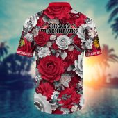 Chicago Blackhawks Elegant Blossom Hawaiian Shirt Back - TeeAloha