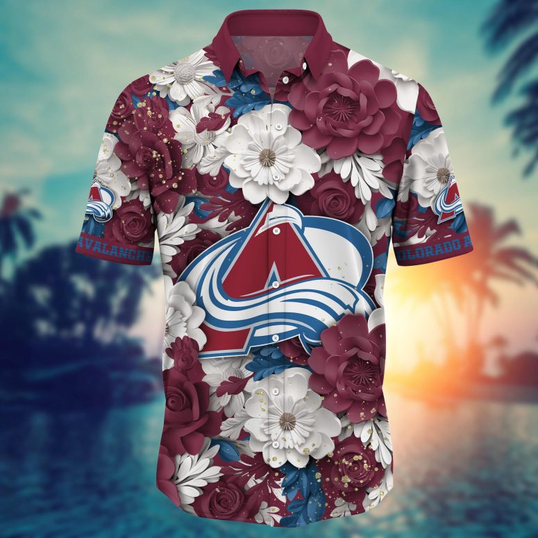 Colorado Avalanche Floral Elegance Hawaiian Shirt