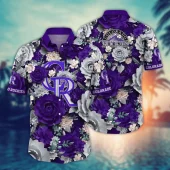 Colorado Rockies Floral Garden Hawaiian Shirt