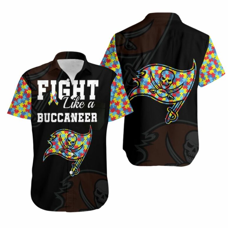 Fight Like A Buccaneers Autism Support Hawaiian Shirt