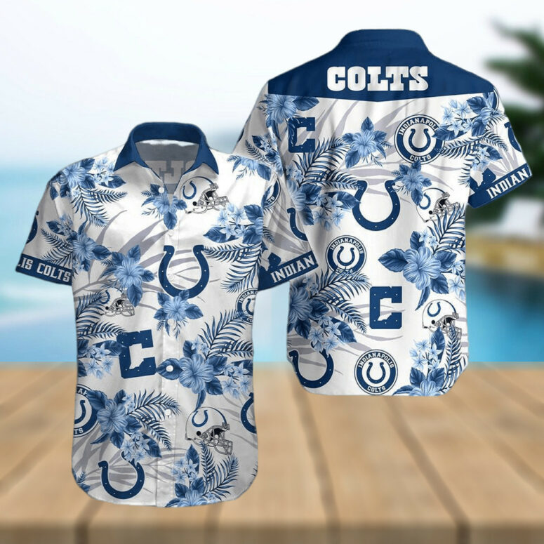 Indianapolis Colts Hibiscus Flowers Hawaiian Shirt