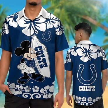 Indianapolis Colts Mickey With Flower Hawaiian Shirt