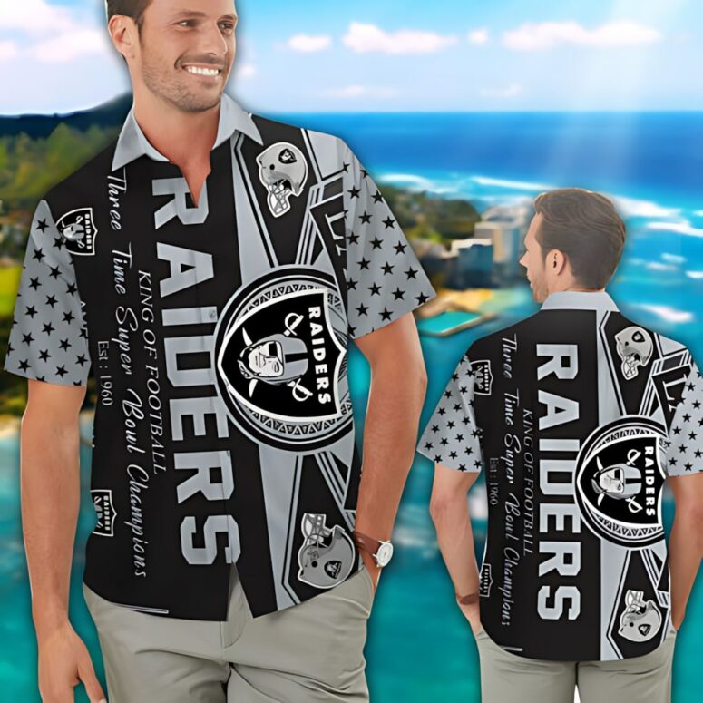 Las Vegas Raiders Champions Stripe Hawaiian Shirt