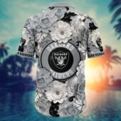 Las Vegas Raiders Floral Elegance Hawaiian Shirt Back - TeeAloha