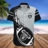 Las Vegas Raiders Football Flame Hawaiian Shirt Front - TeeAloha