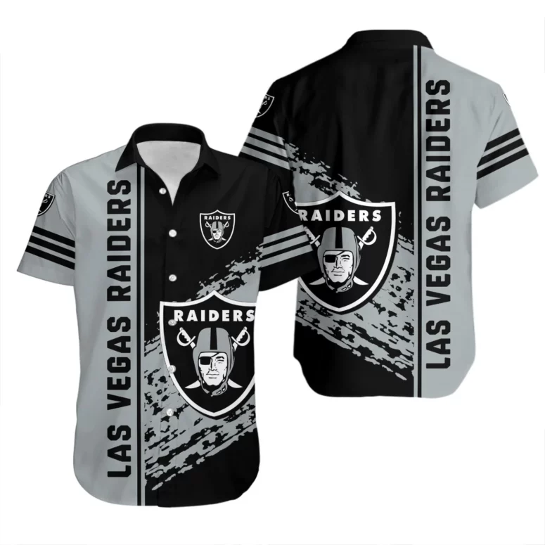 Las Vegas Raiders Grayscale Streak Hawaiian Shirt